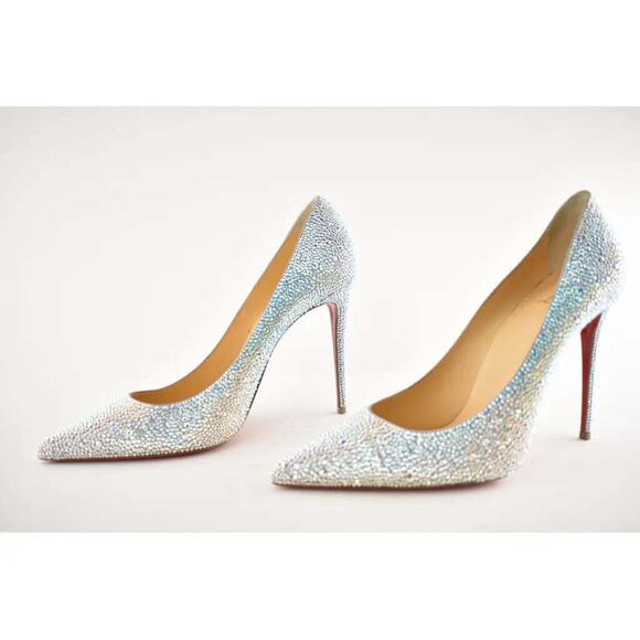 Christian Louboutin Kate Strass Degrade 100 Nude Multi AB Blue Pink Heel Pump 42 - Picture 8 of 11